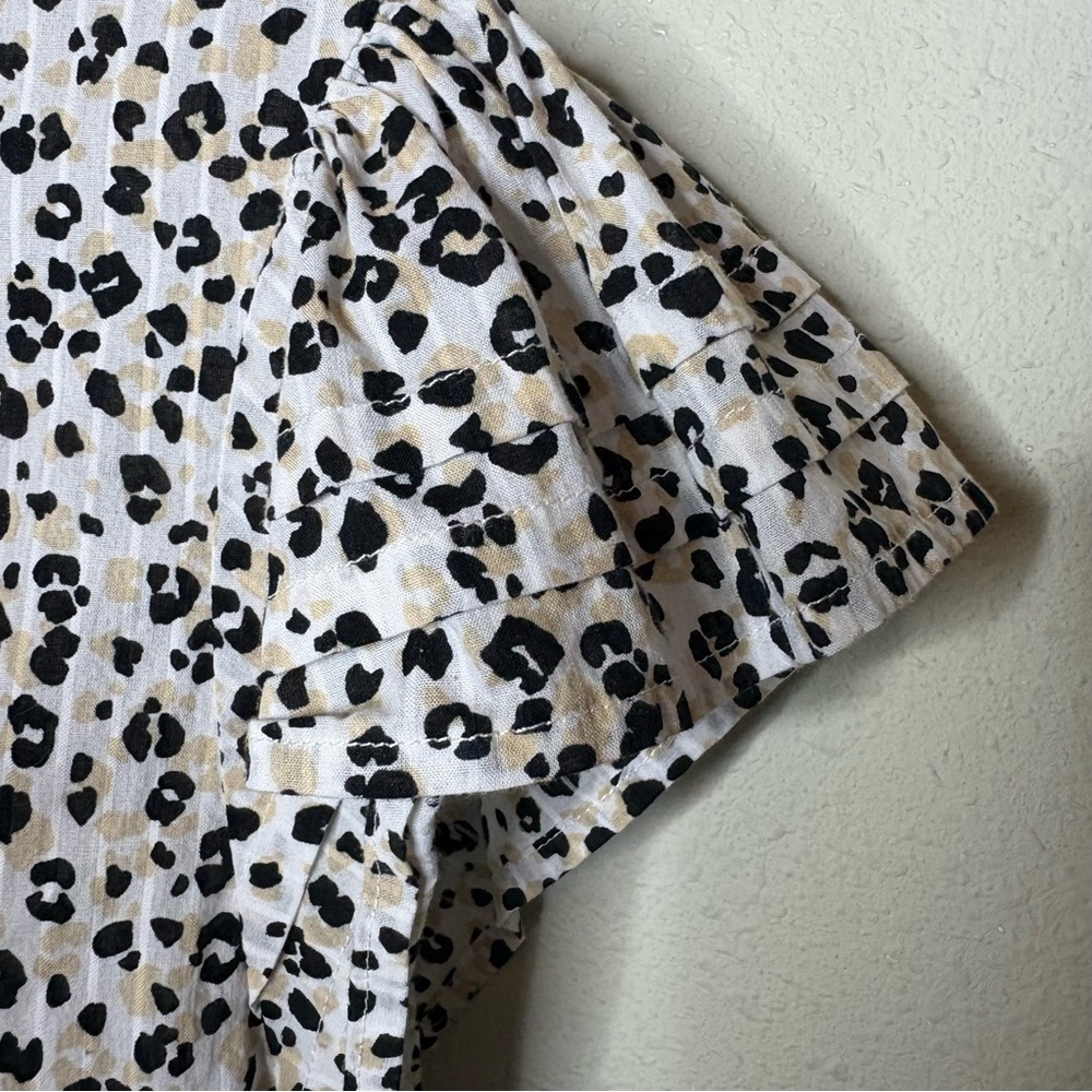 J. Crew Black and White Animal Print Patterned Blouse Large - Picture 6 of 7